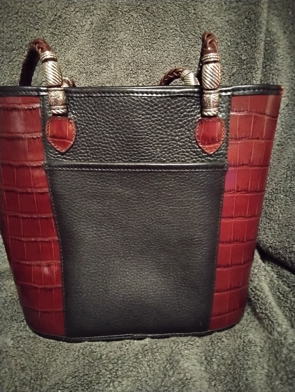 Brighton Shoulder Bag Croc And Pebble Leather Vintage